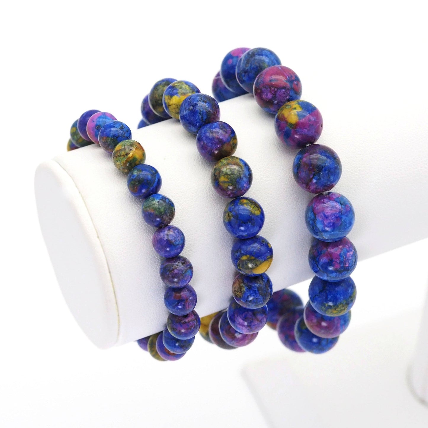Galaxy Jade Round Smooth Stretchy Bracelet, Sku#U1723