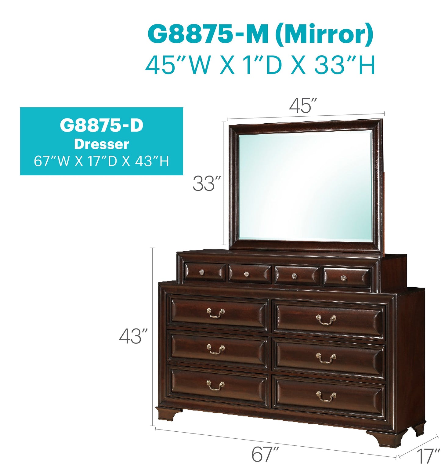 LaVita G8875-D Dresser in Cappuccino