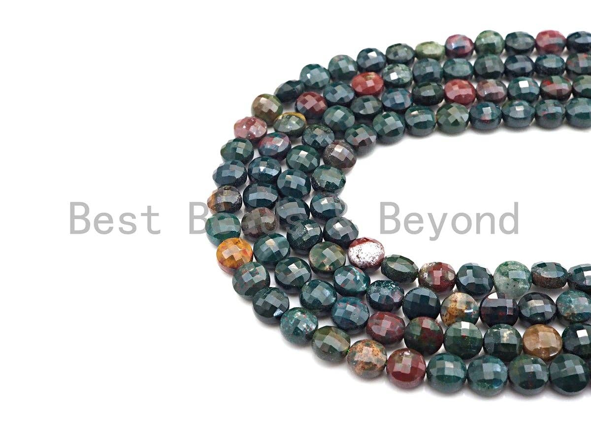 Double Sided Turtle Shell Cut Natural Bloodstone Coin Shape beads, 6mm/8mm/10mm Natural Bloodstone Beads, 15.5" Full strand, Sku#UA23