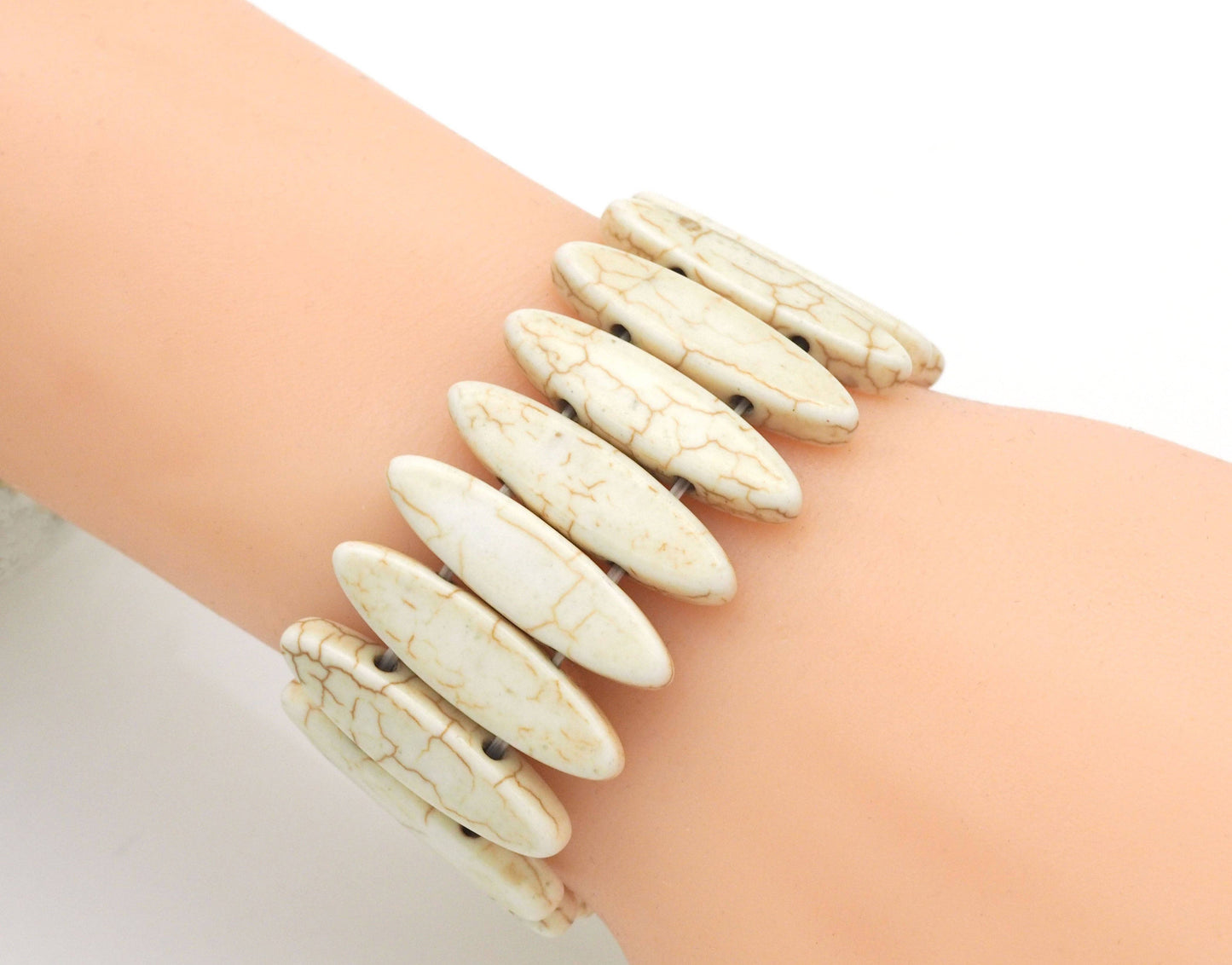 White Turquoise Stretch Adjustable Bracelet, Sku#U1456