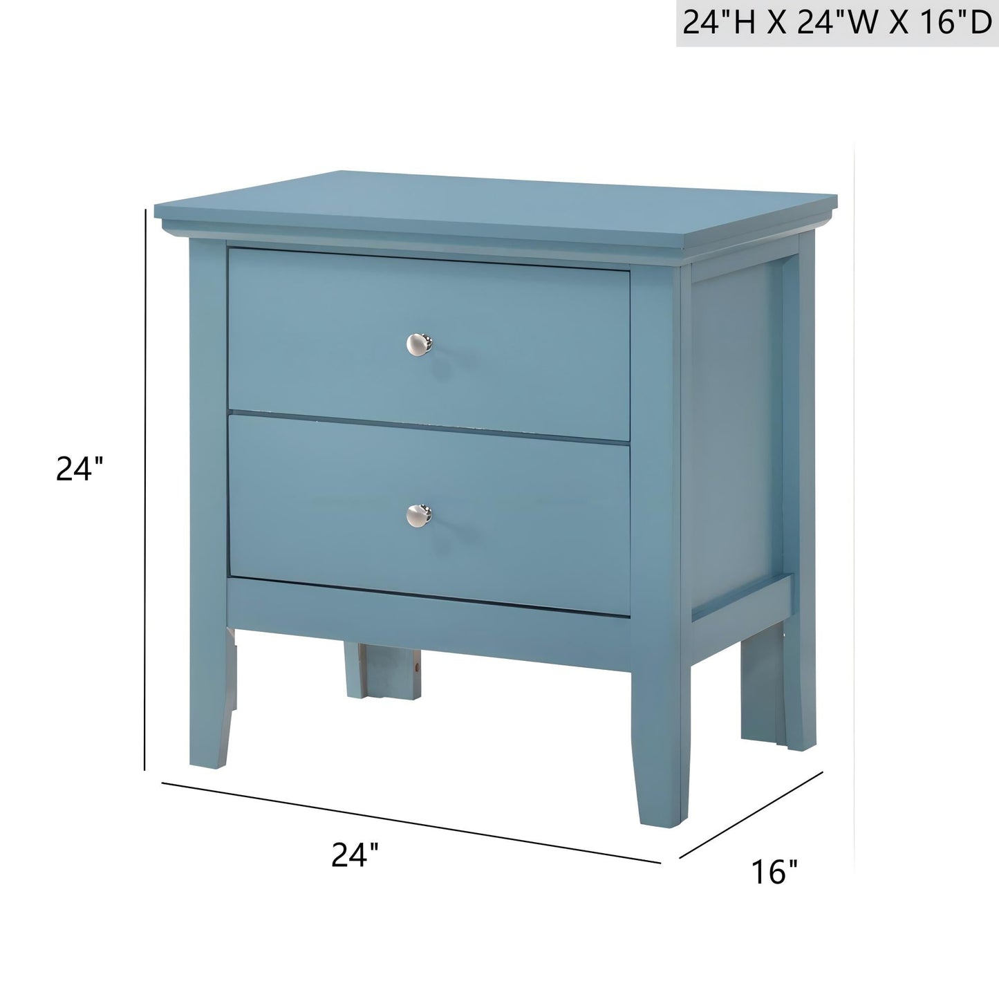 Teal Elegance Nightstand With Drawers