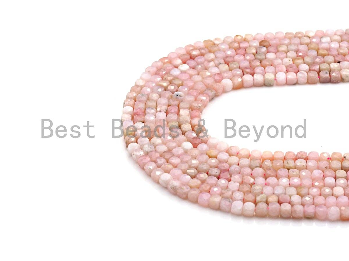 High Quality 4mm Pink Opal Faceted Cube Beads, Cube Pink Opal beads, 15.5" Full strand, sku#U779