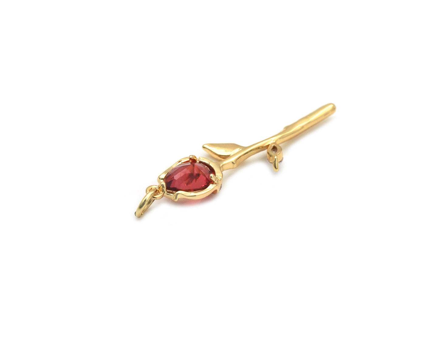 Colorful CZ Gold Tulip Flower Charm, Sku#ZX110