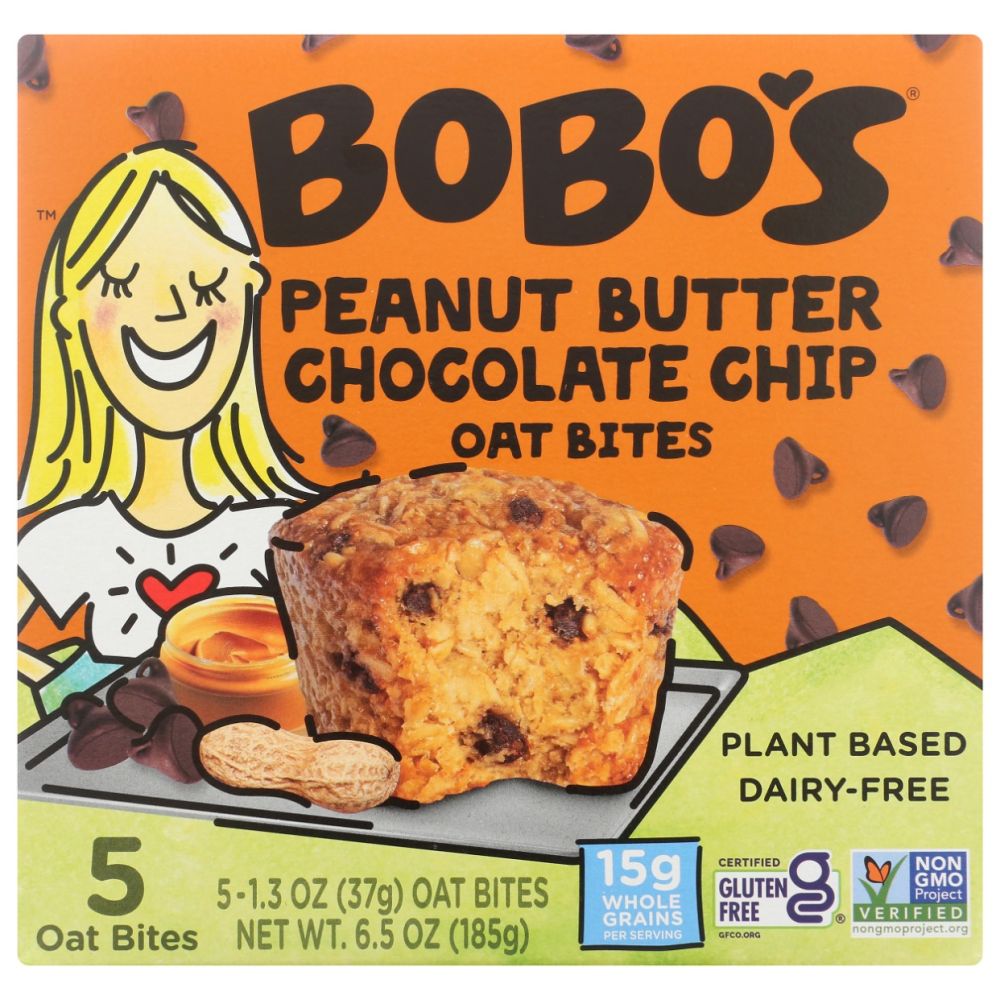 BOBO'S OAT BARS: Peanut Butter Chocolate Chip Oat Bites, 6.5 oz
