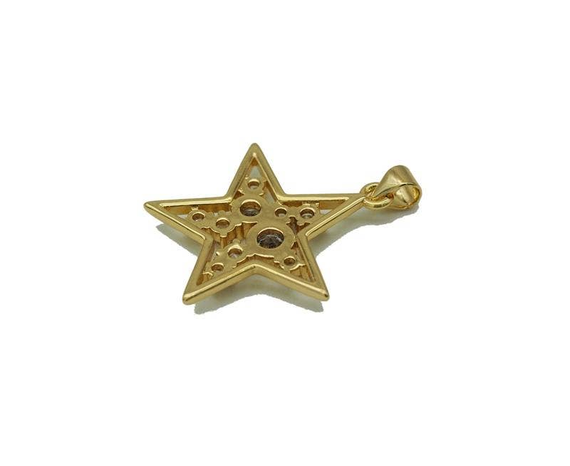 Large CZ Five Point Star Charm, Sku#JL114