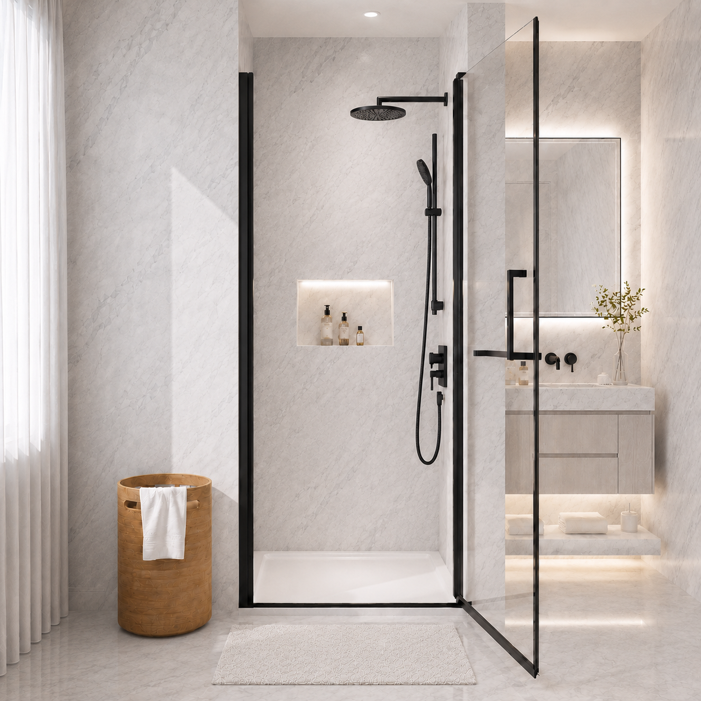28"-29.2'' x 72" Semi-Frameless Pivot Shower Door