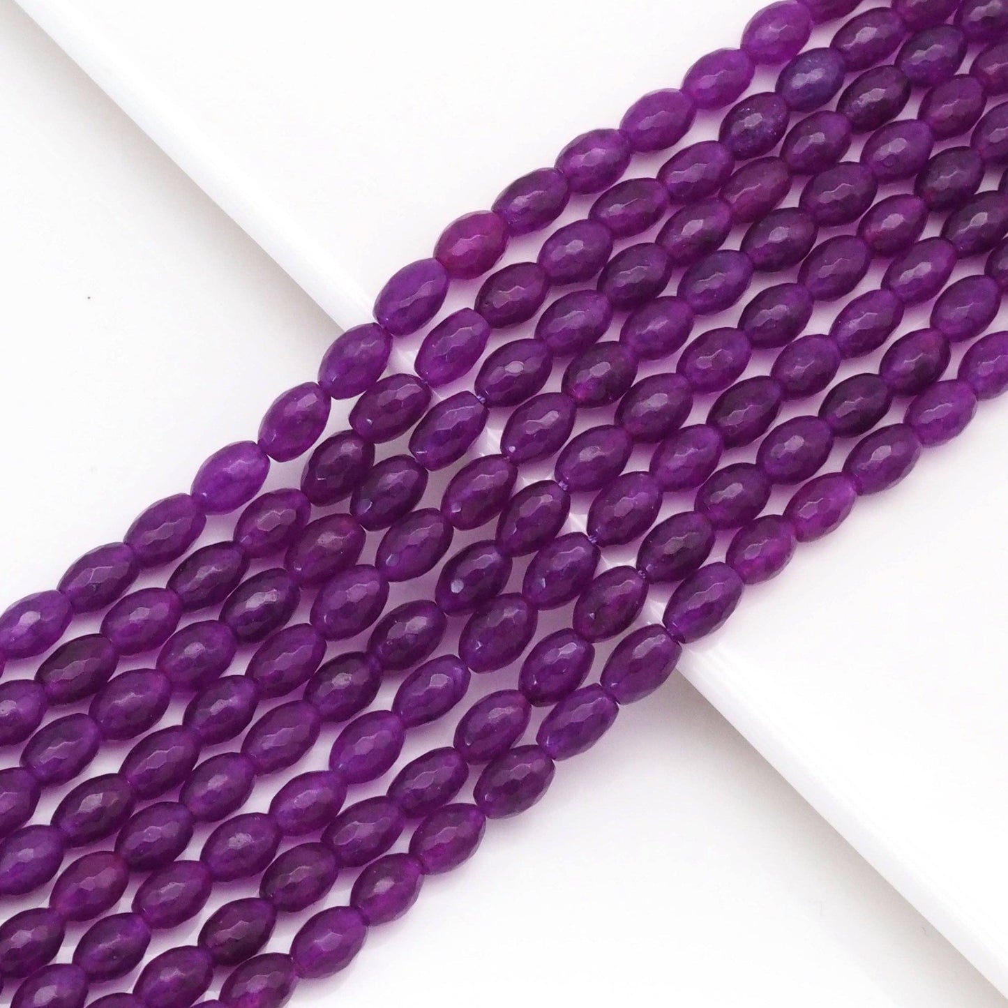 Rice Shape Faceted Purple Jade Beads, Sku#U1717