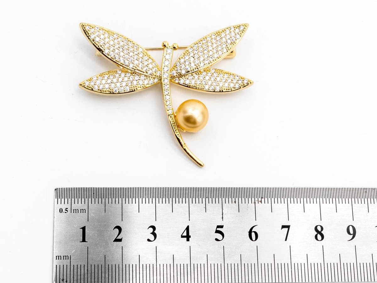Gold plated Pave dragonfly Brooch Jewelry, P24