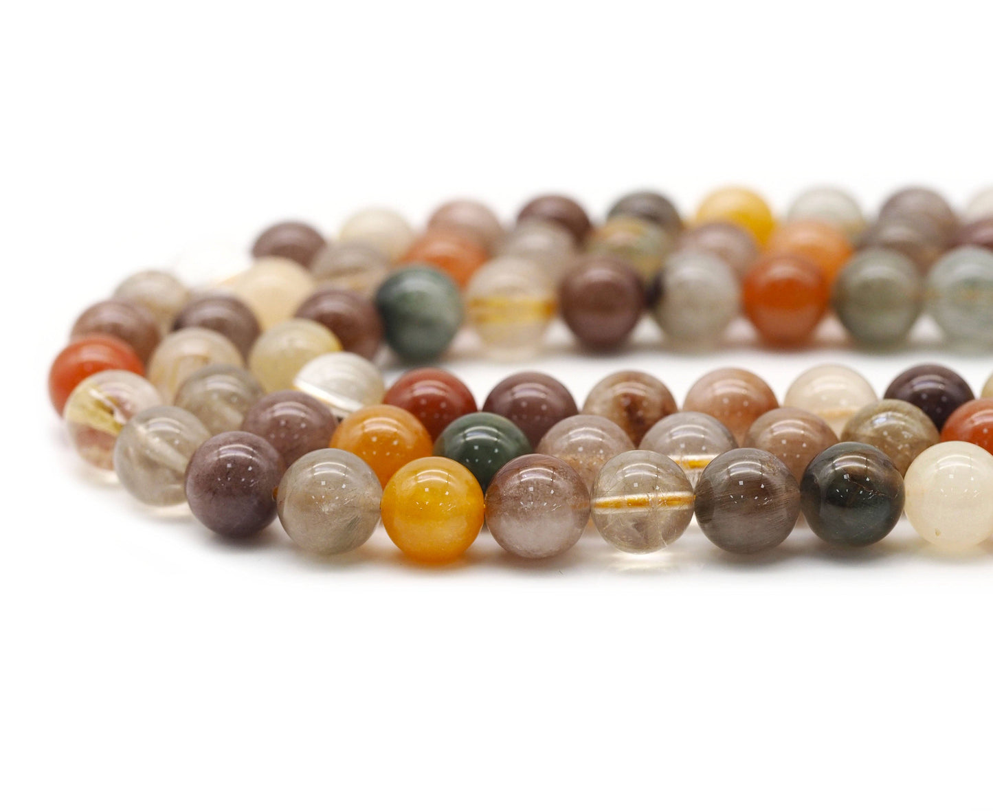 Genuine Colorful Rutilated Quartz Round Smooth Beads, Sku#U1389