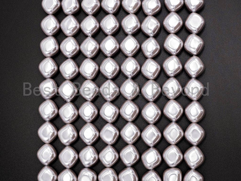 Gray Natural Mother of Pearl beads,13x15x6mm Pearl Diamond Shape beads, Loose Square Smooth Pearl Shell Beads, 16inch strand, SKU#T72