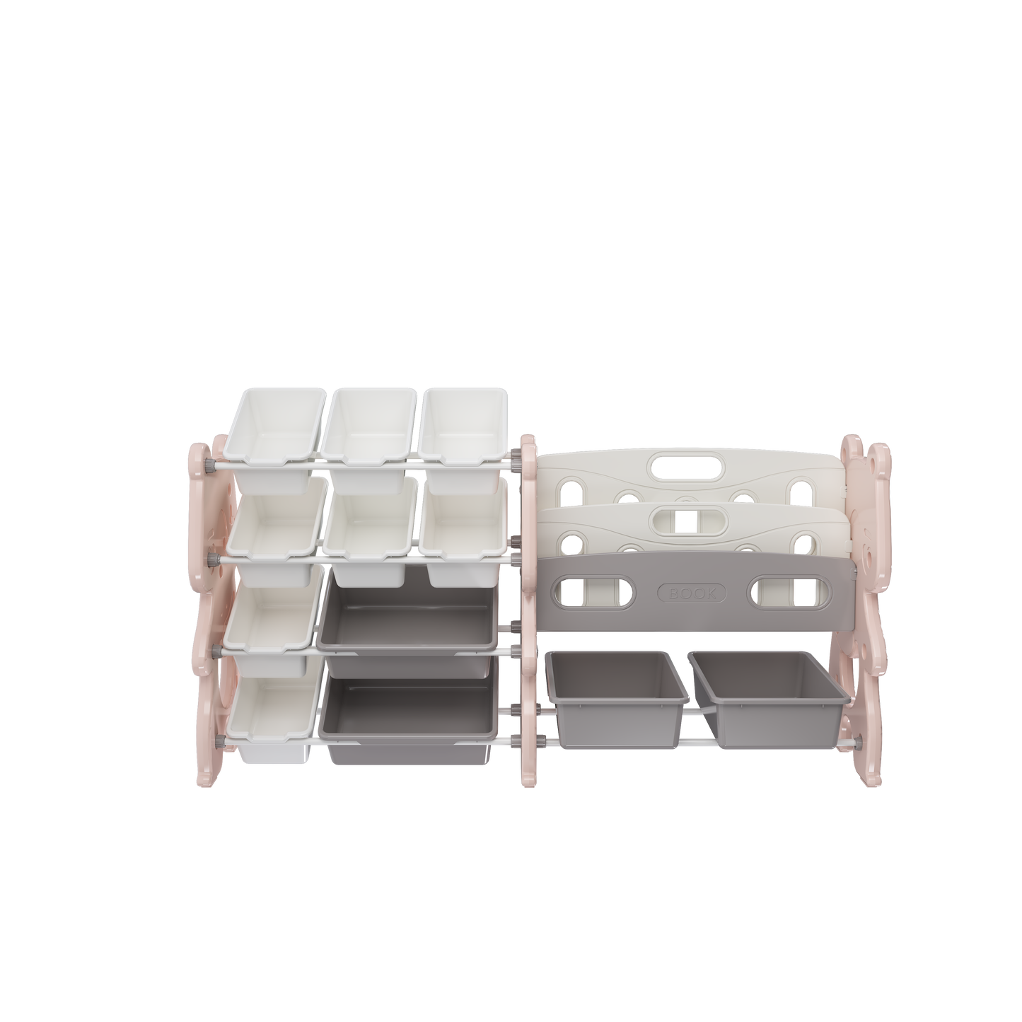 Kids Toy Storage Organizer with 2-Tier Bookshelf