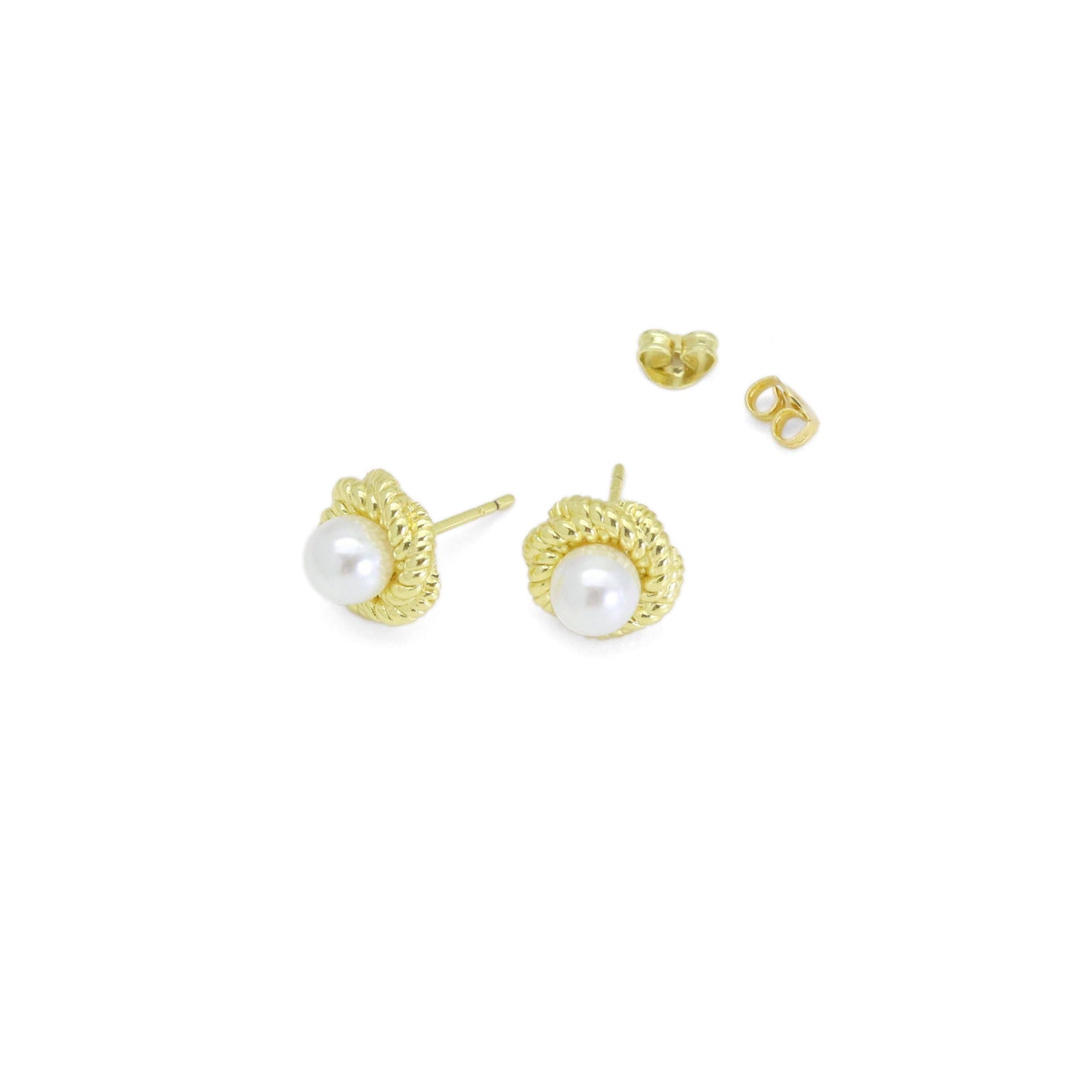 Rose Flower Pearl Stud Earrings, Sku#A163