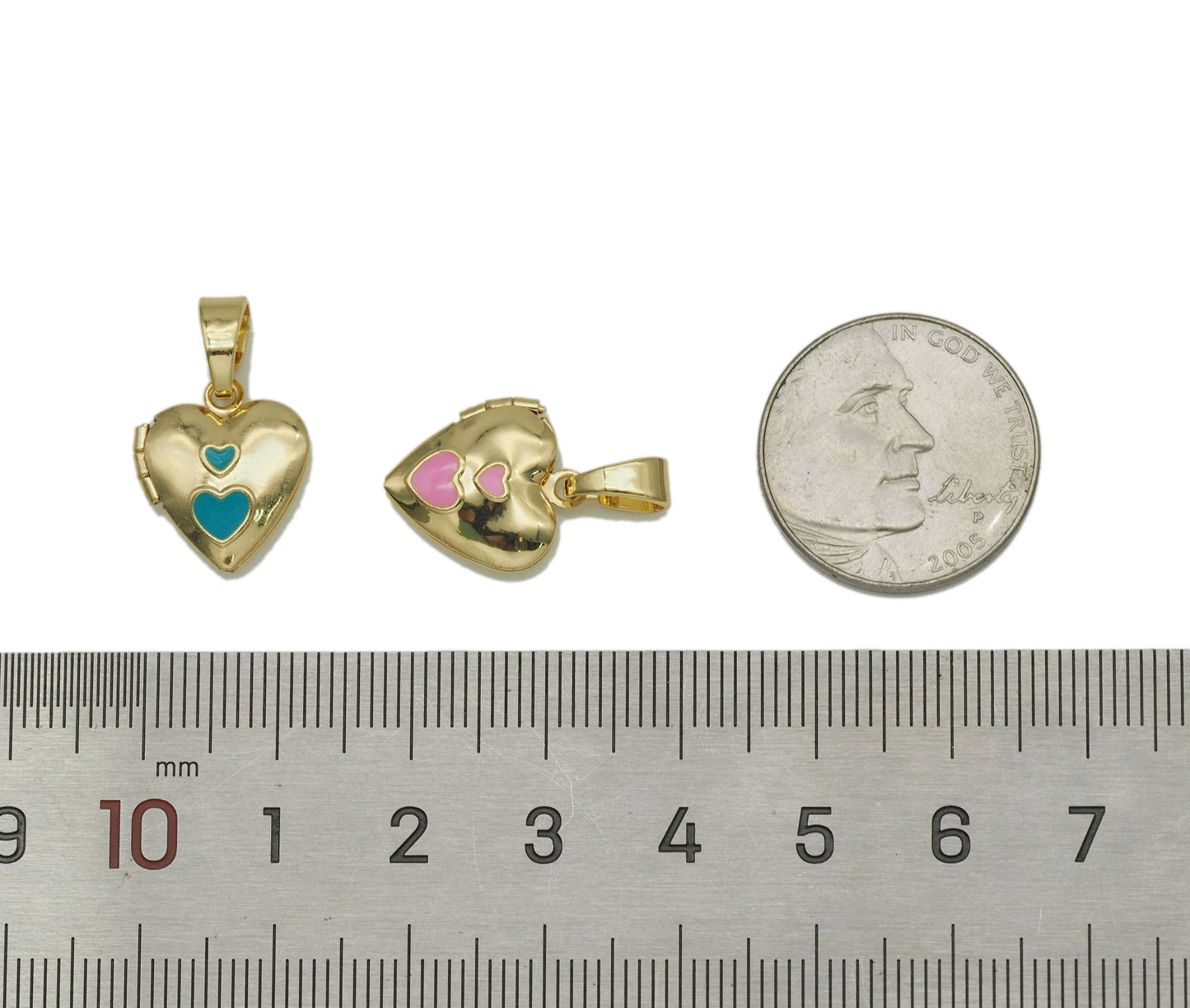 Lockets Enamel Heart Pendant, Sku#FH187