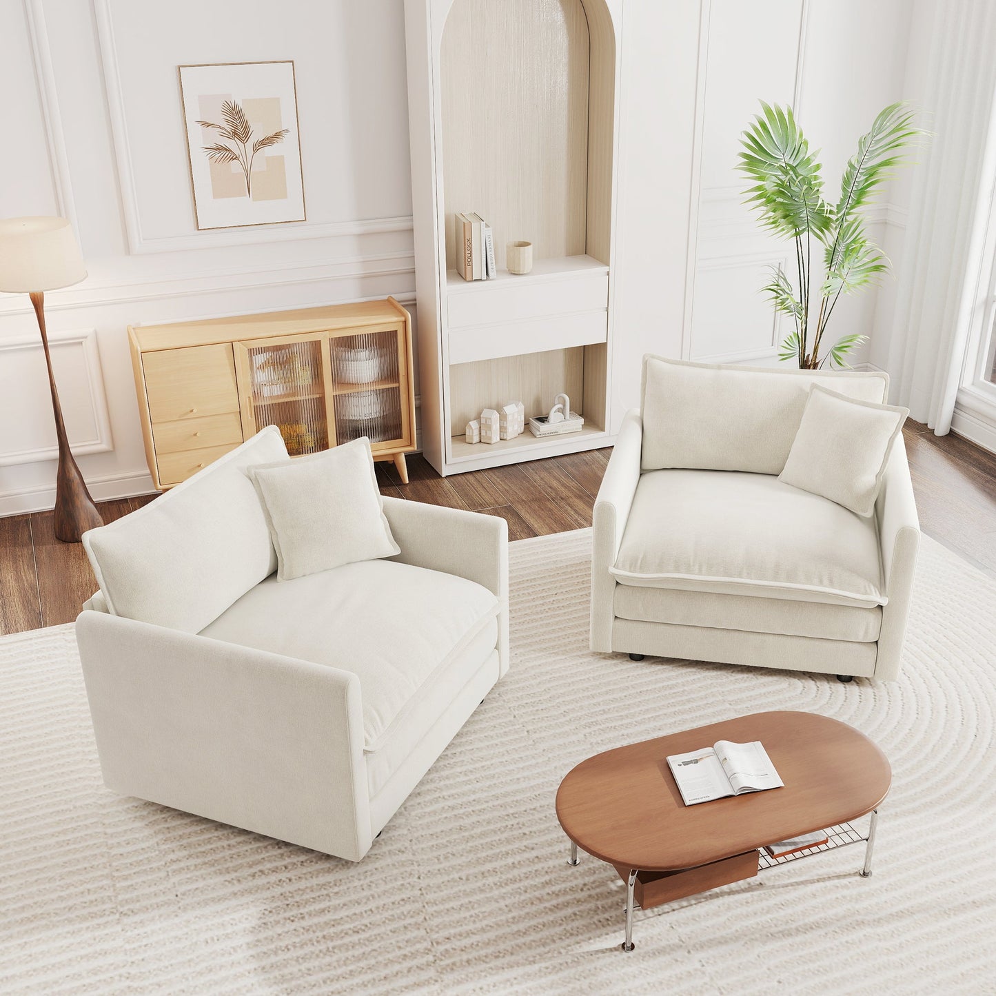Accent Chair Set of 2, High-end Chenille Upholstered Armchairs
