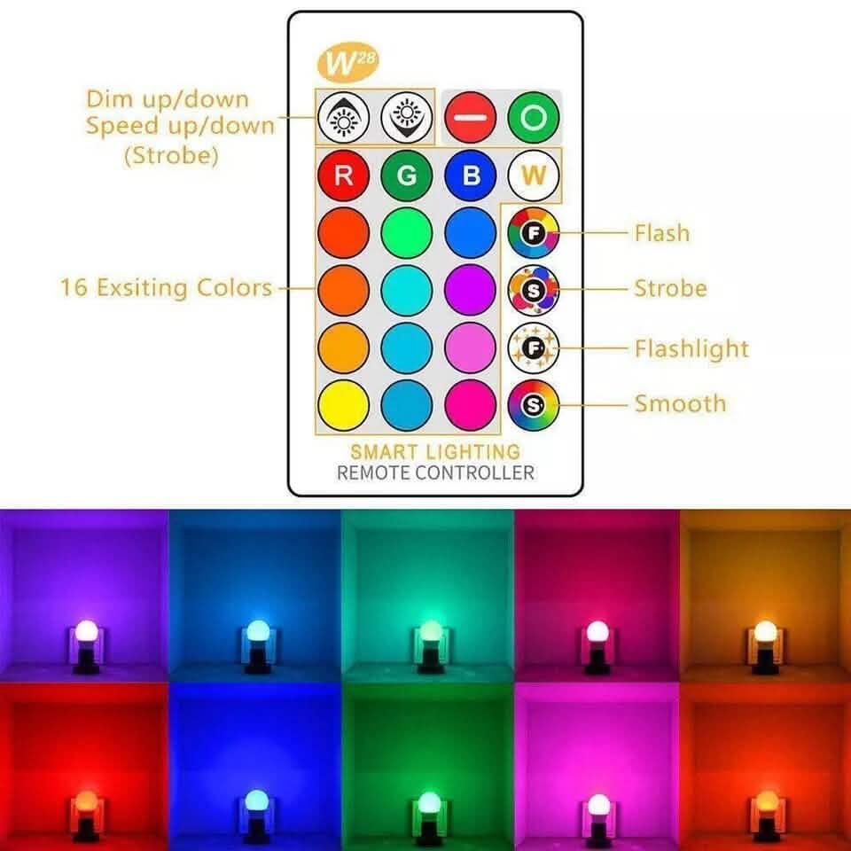 E27 RGB LED Light Bulb 16 Color Changing Magic RGBW Colorful Remote Control Lamp