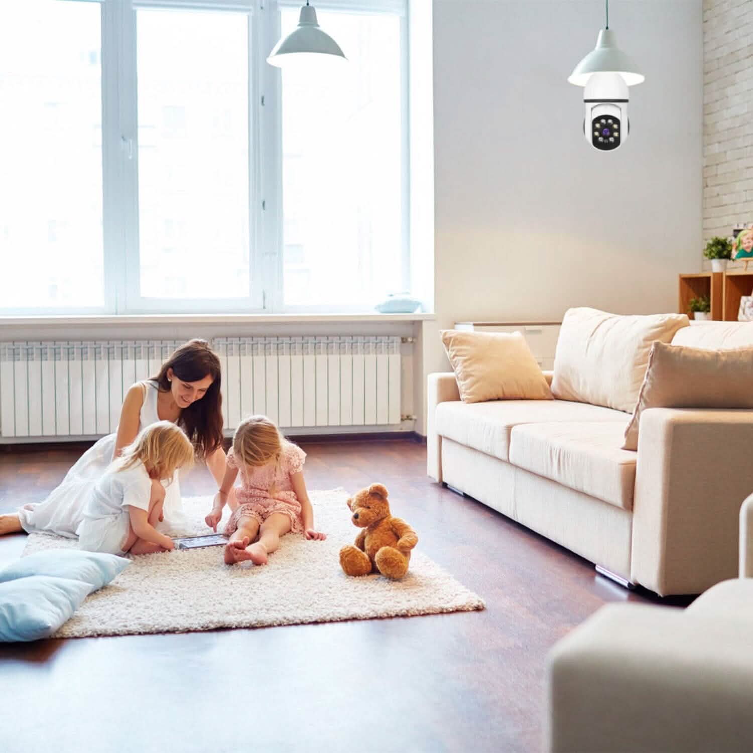 Caméra Ampoule WiFi E27 1080P FHD WiFi IP Panoramique/Inclinable Surveillance Sécurité avec Audio Bidirectionnel et Vision Nocturne Couleur