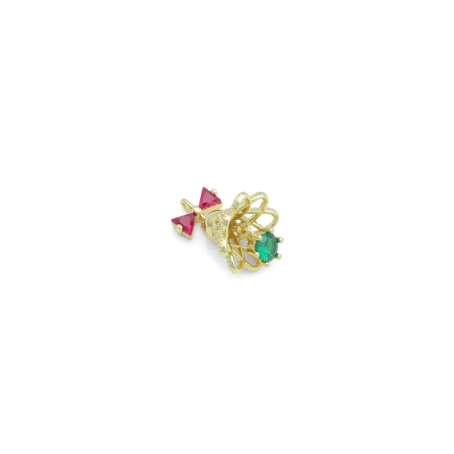CZ Gold Silver Christmas Bell Charm Pendant,Sku#A481