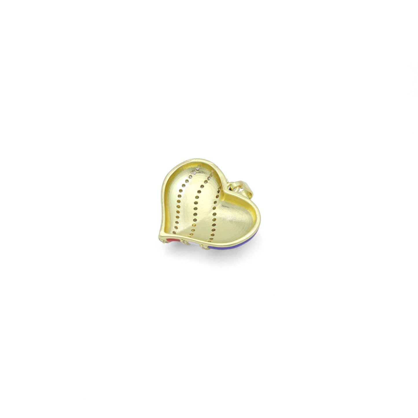 Gold Silver CZ Enamel Flag Color Heart Charm Pendant,Sku#LX868