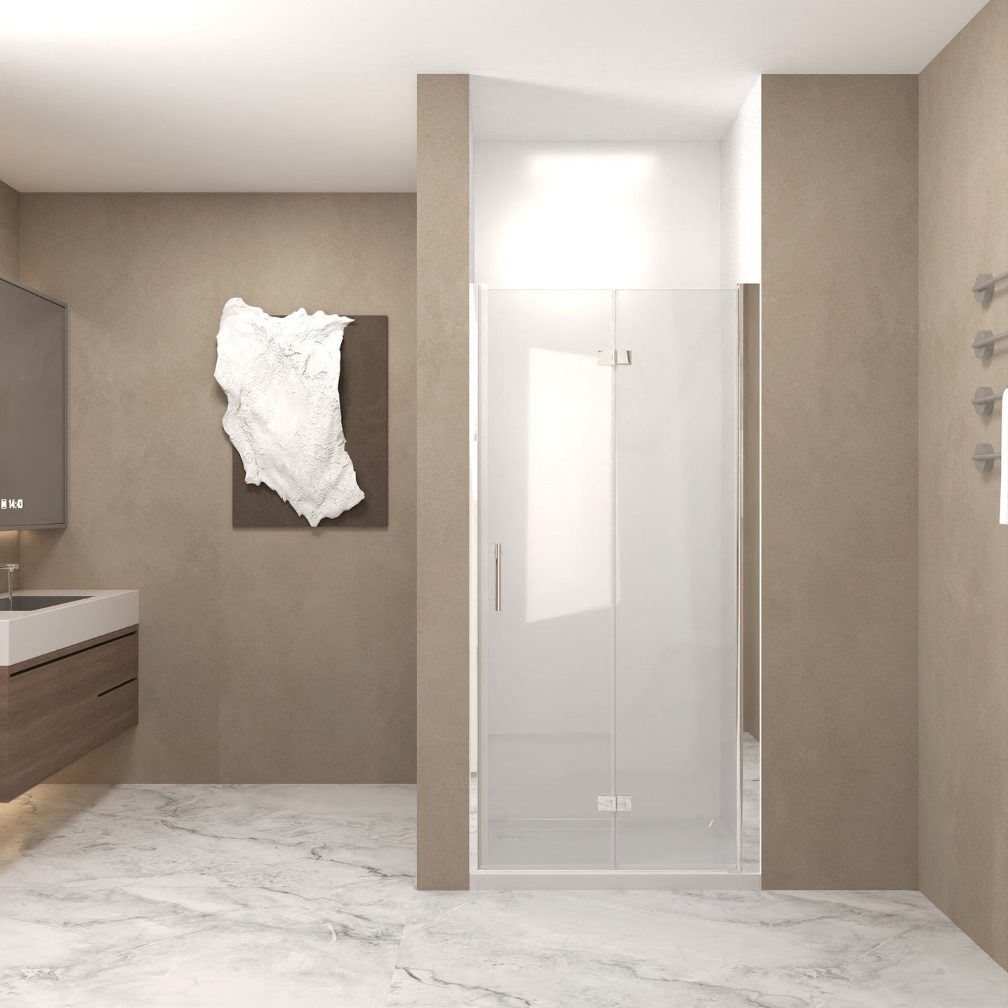 29-28"x 72" Bifold Shower Door, 1/4" Tempered Glass