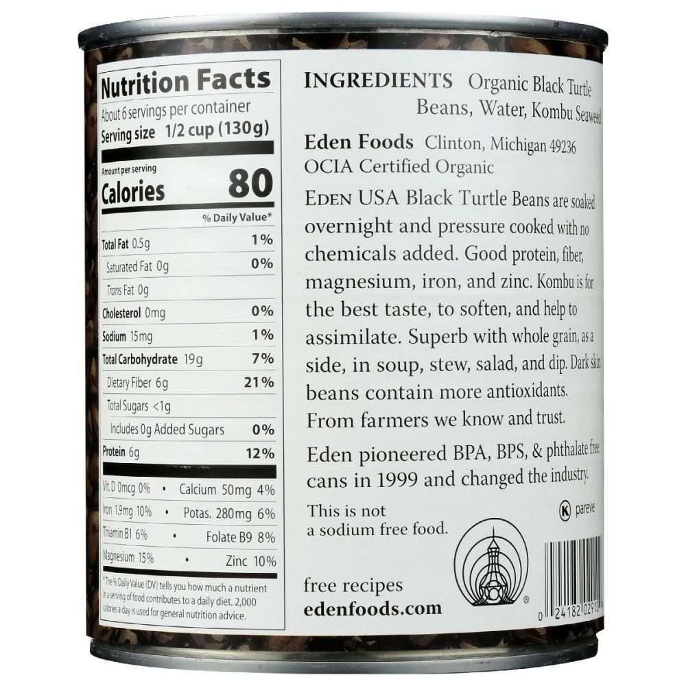 EDEN FOODS: Organic Black Turtle Beans, 29 oz