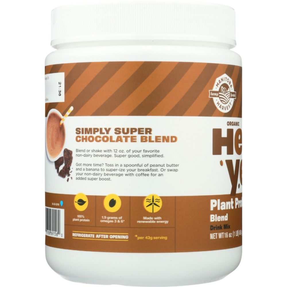MANITOBA HARVEST: Hemp Yeah Plant Protein Blend Chocolate, 16 oz