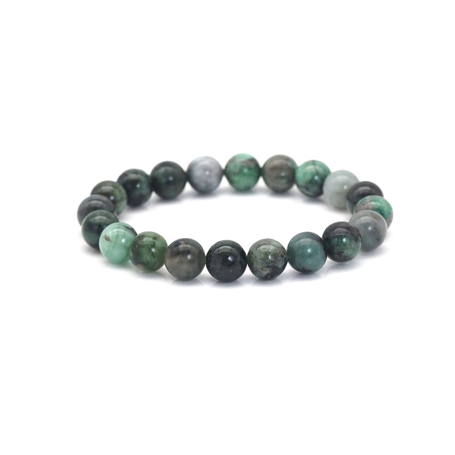 Genuine Emerald Round Smooth Stretchy Bracelet, Sku#EF520