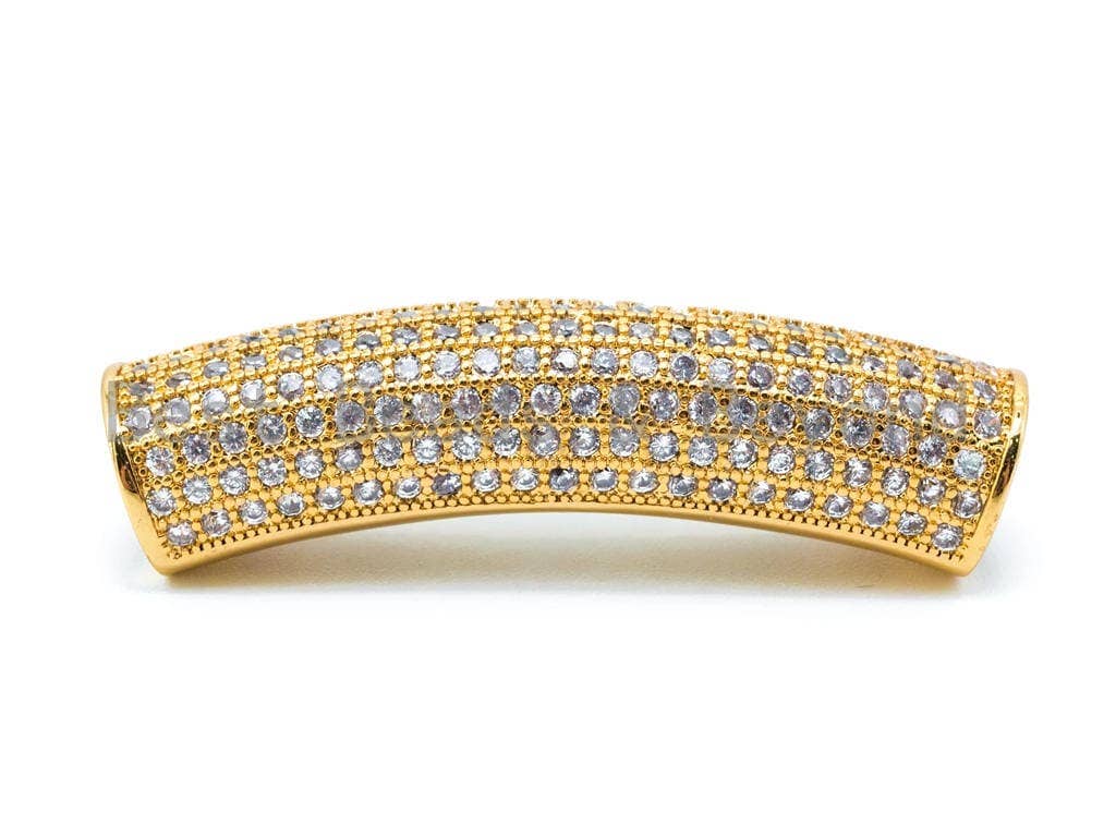 CZ Micro Pave Big Hole Curved Spacer Tube, sku#G249