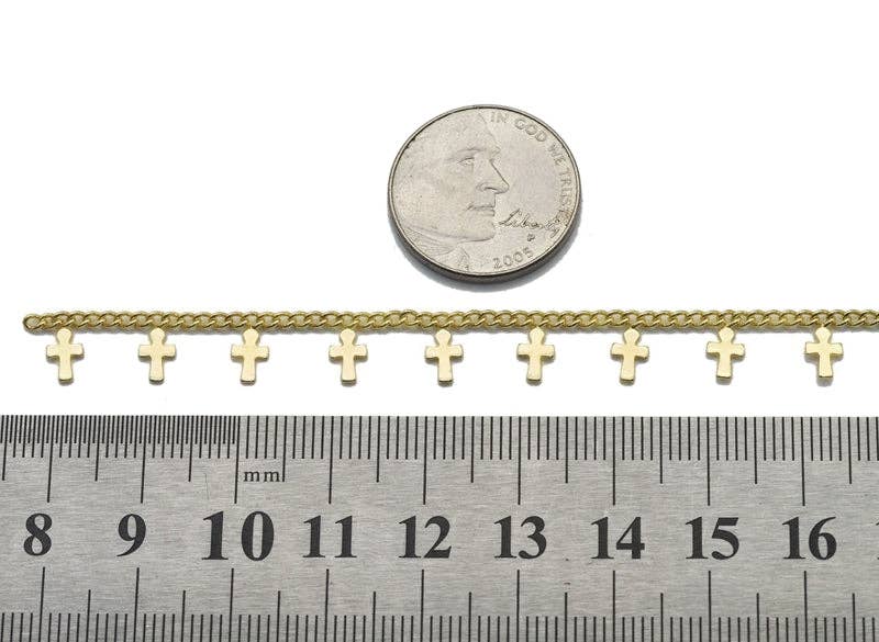 Dainty Thin Cross Gold Filled Chain, sku#LS16/HX20