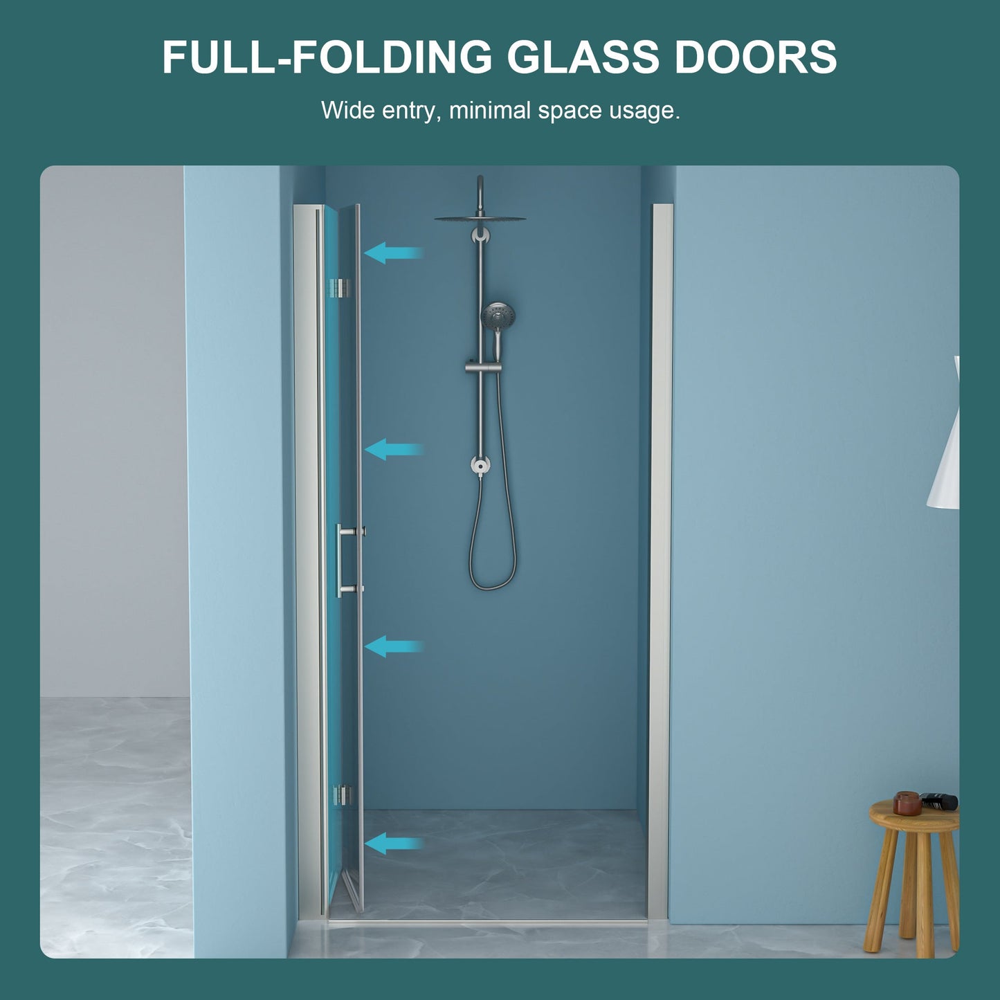 30"W x 72"H Fold Frameless Shower Door