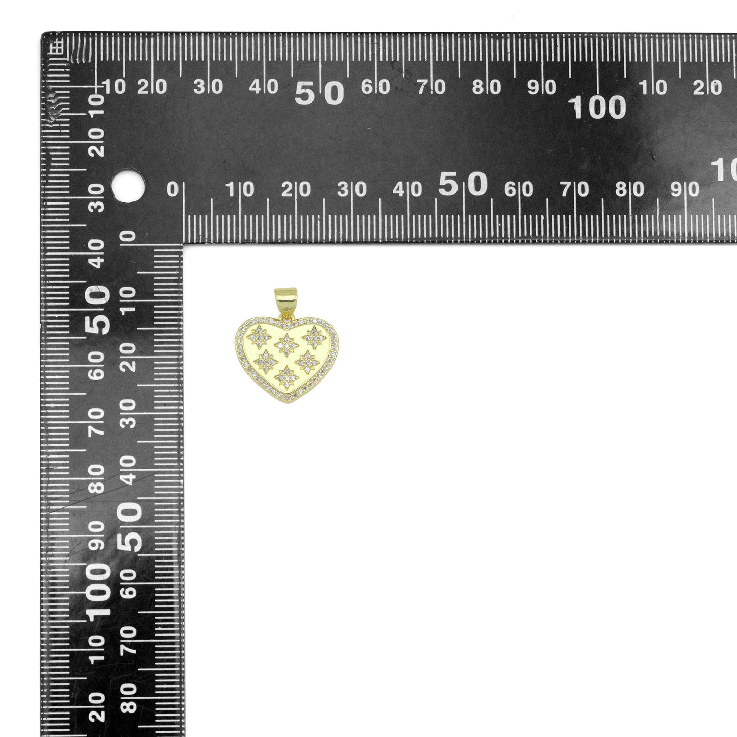Star CZ On Heart Charm Pendant, Sku#LX774