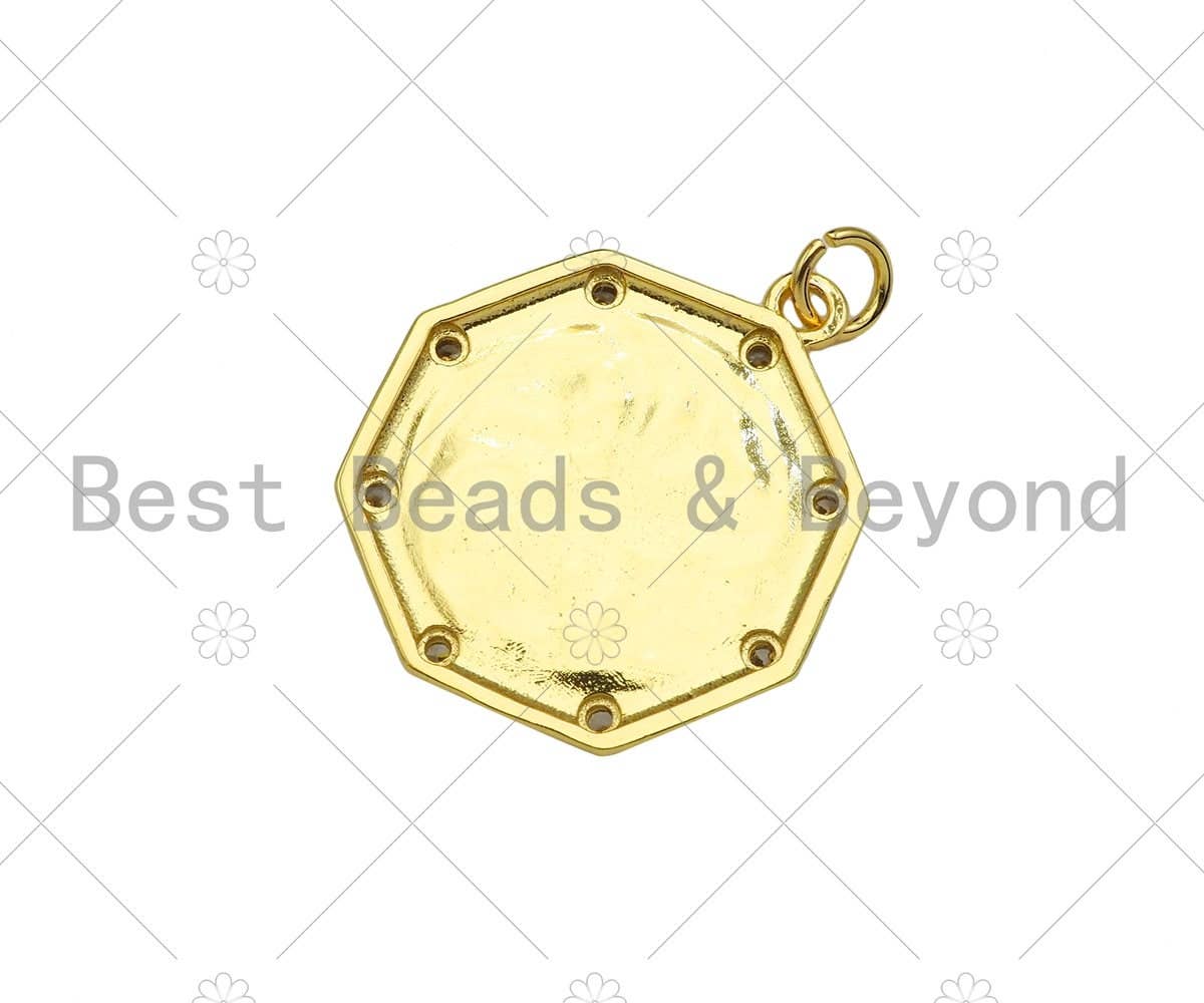 Gold Filled CZ Micro Pave Embossed Lion Head On Round Shape Pendant,18K Gold Filled Lion Charm, Necklace Bracelet Pendant,21x25mm,Sku#LK338
