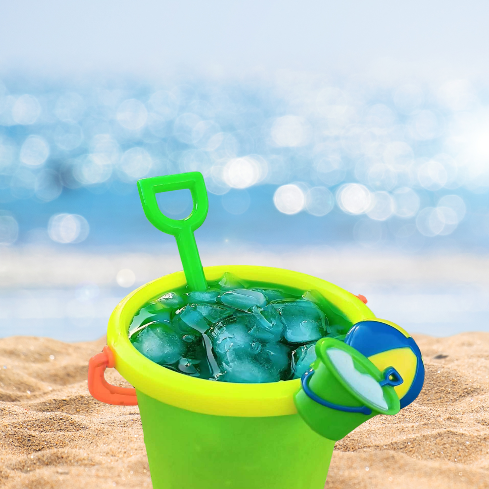 Oasis Supply, verrerie et articles de bar en plastique – Ensemble à boisson « seau de plage », seau, pelle et 2 anneaux de plage – 6 ensembles