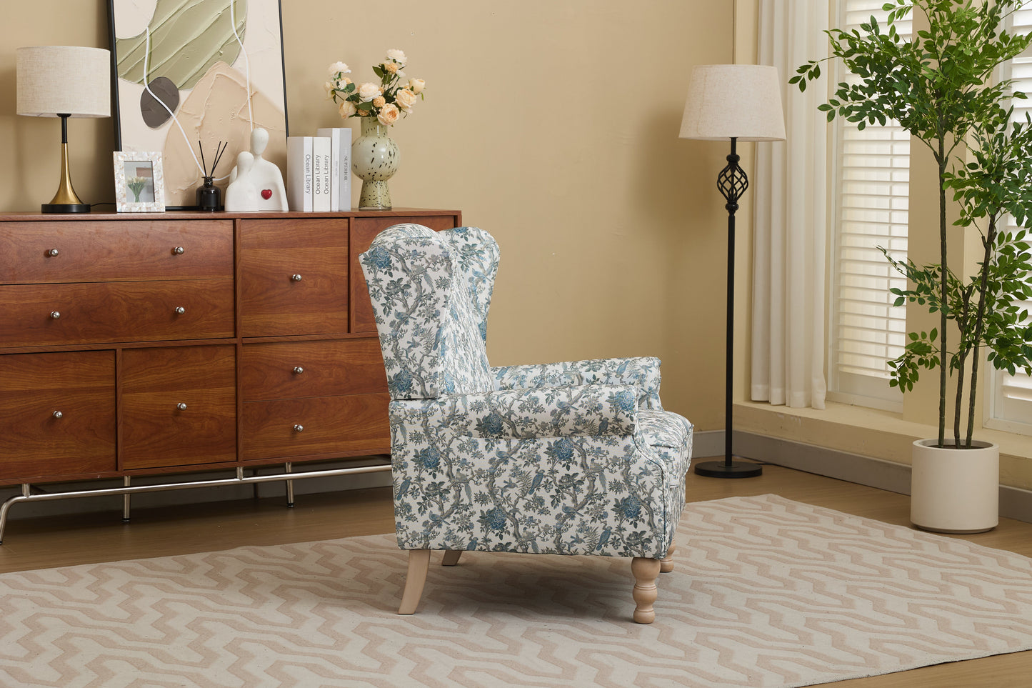 Modern Accent Chair with Retro Wood Legs