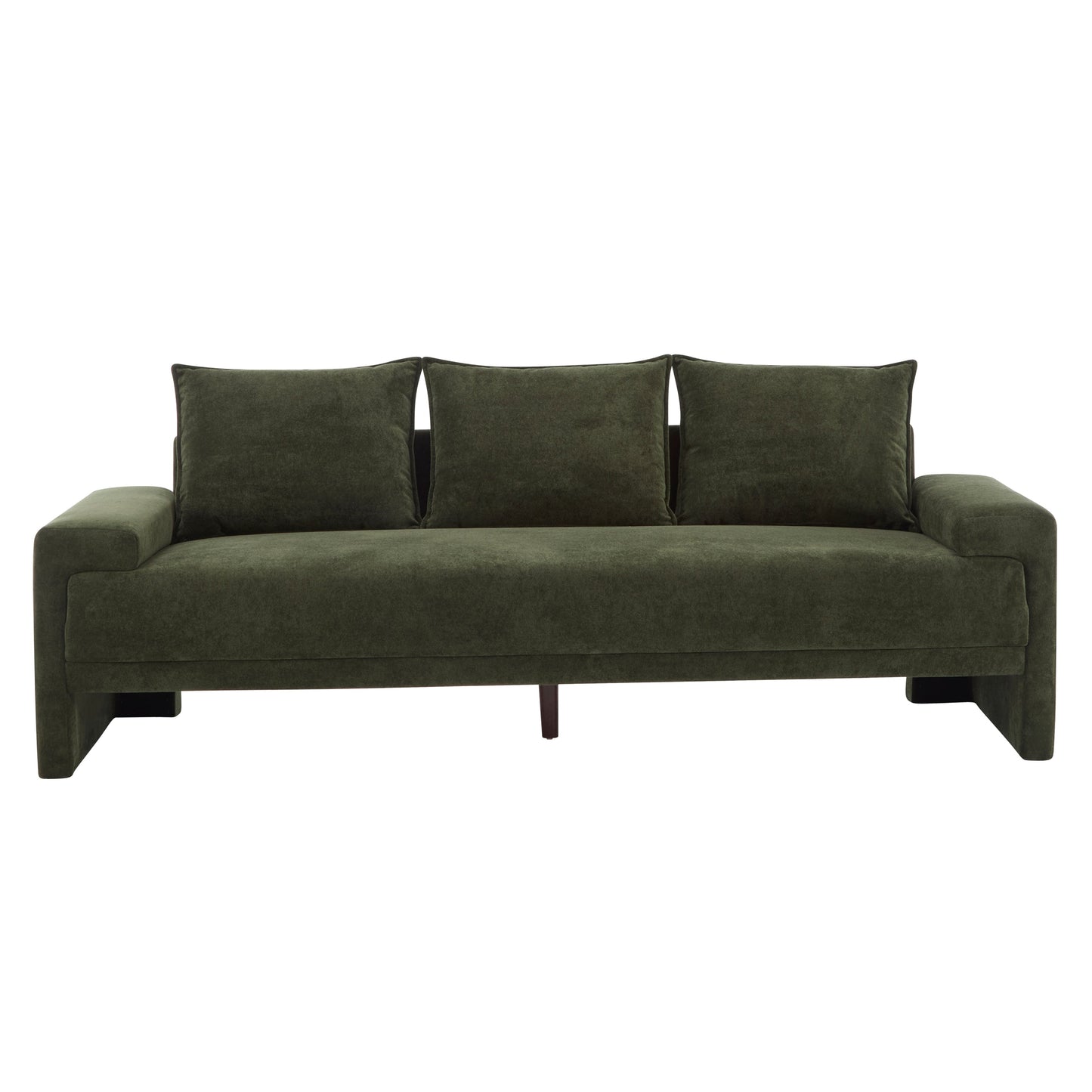 Algora 84.5 In. 3 Seater Modern Upholstered Velvet Sofa - Moss