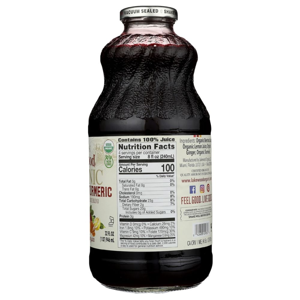 LAKEWOOD: Organic Beet Ginger Turmeric Juice, 32 fo