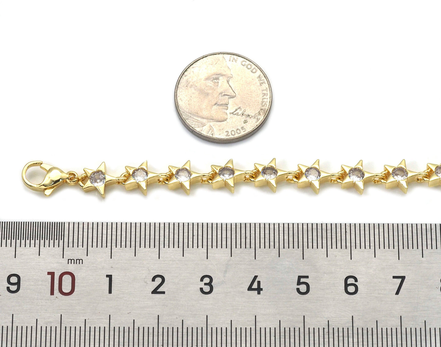 GoldClear CZ Star Adjustable Bracelet, Sku#JL168