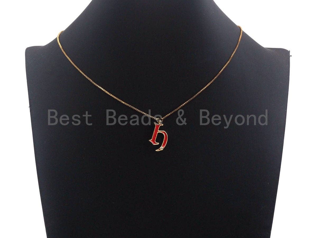 Enamel pave alphabet letter, Alphabet Charms, Initial Alphabet Letters, Custom Naming Pendants, Initial Letter h Pendant, 13x23mm,sku#B120
