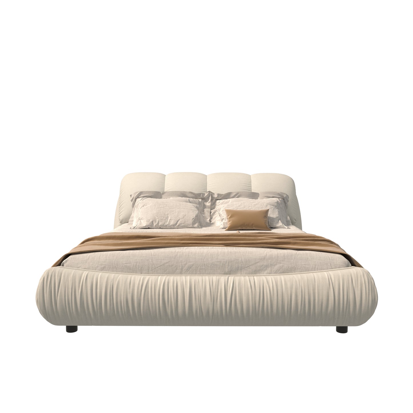 King Size Luxury Upholstered Platform Bed with Oversized Backrest