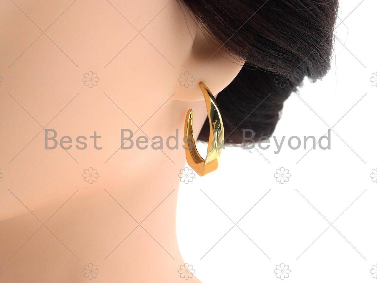 Gold Twisted Hoop Earrings, Sku#J318C