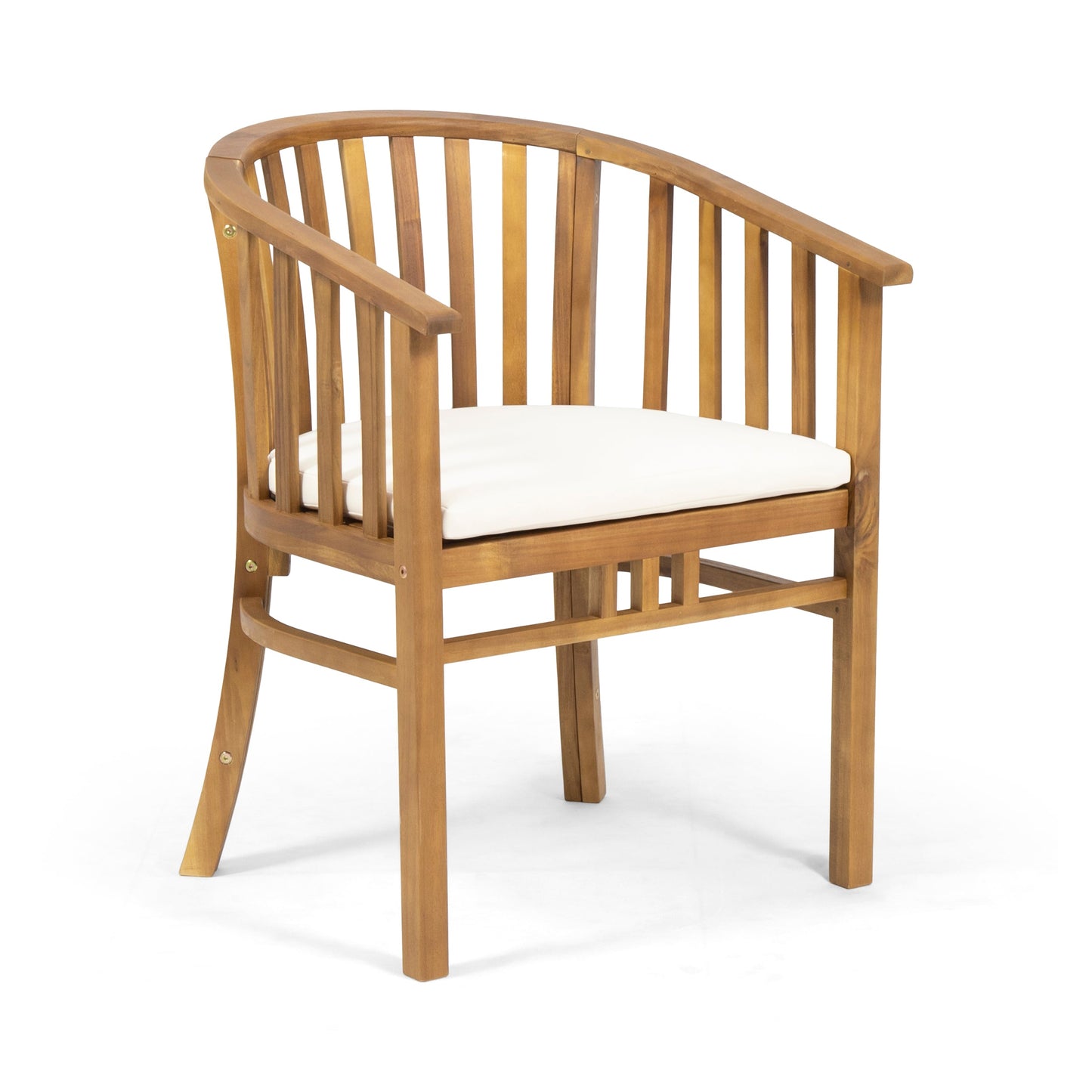 Outdoor Wooden Dining Chairs With Cushions, Set of 2