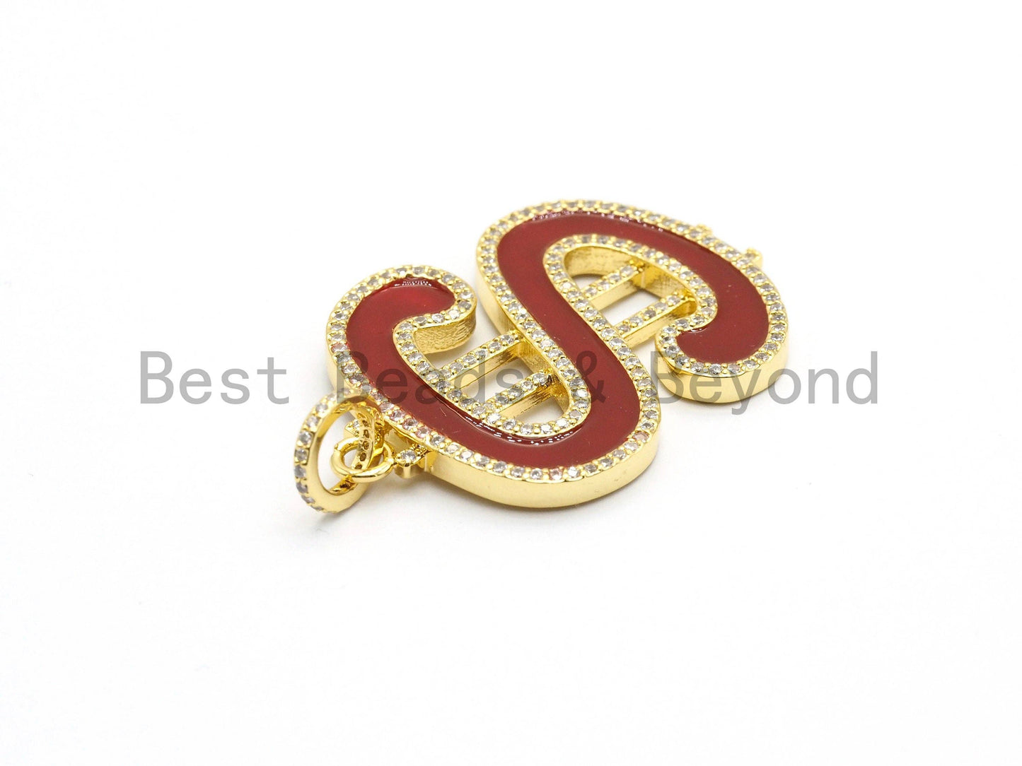 30x44mm Large Enamel Red Letter S Pendant,CZ Micro Pave Oil Drop Music Symbol pendant,Enamel pendant,Enamel Jewelry,sku#F584
