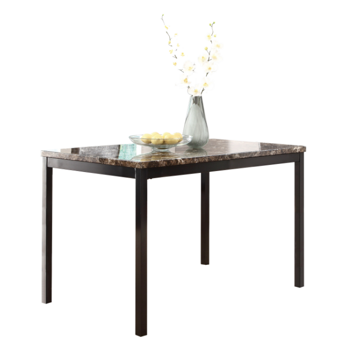 Furniture 5 Piece Metal Dinette Set with Faux Marble Top