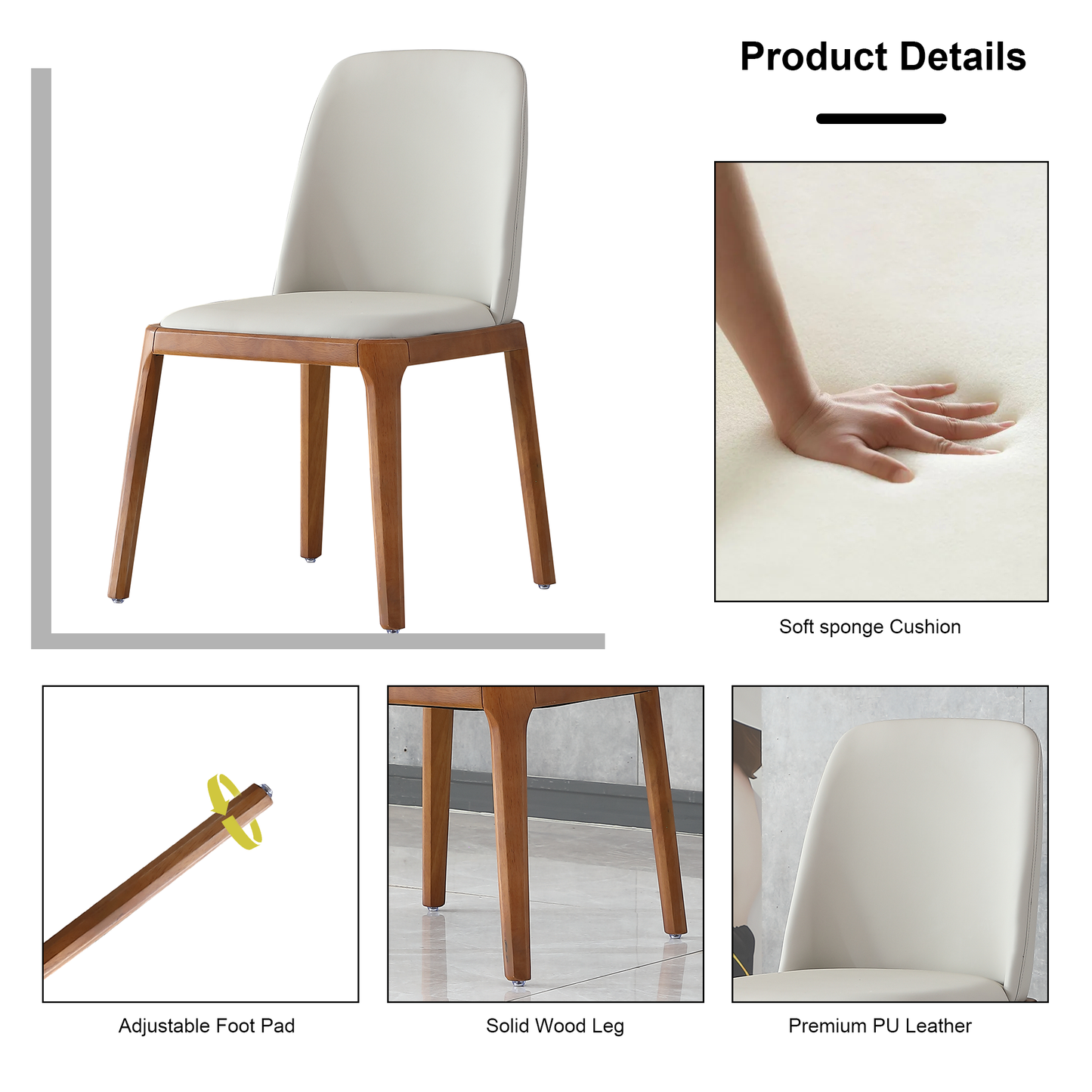 Modern PU Leather Dining Chairs Set of 2