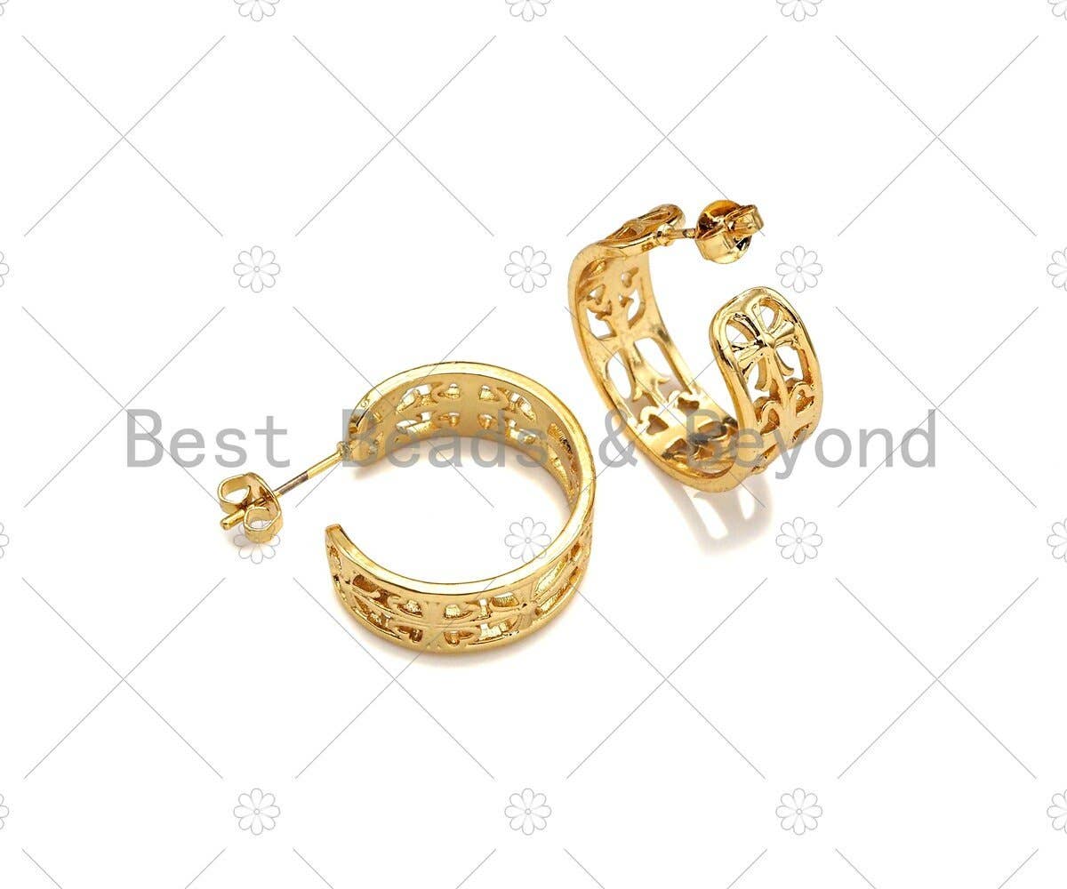 Gold Filigree Hoop Earrings, Sku#J313