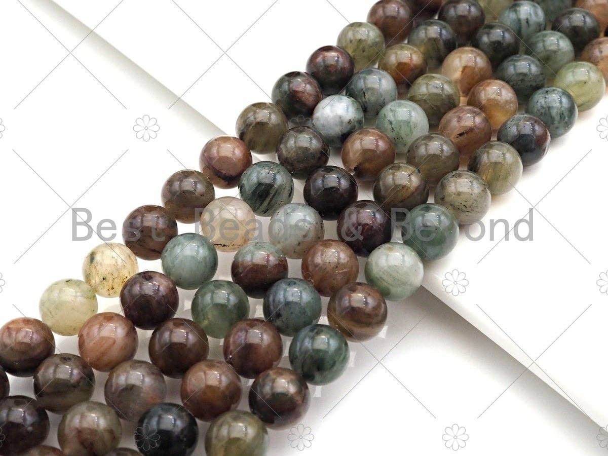 Natural Quality Colorful Phantom Round Smooth Beads, 6mm/8mm/10mm Genuine Agate, 15.5'' Full Strand, Sku#U1064c