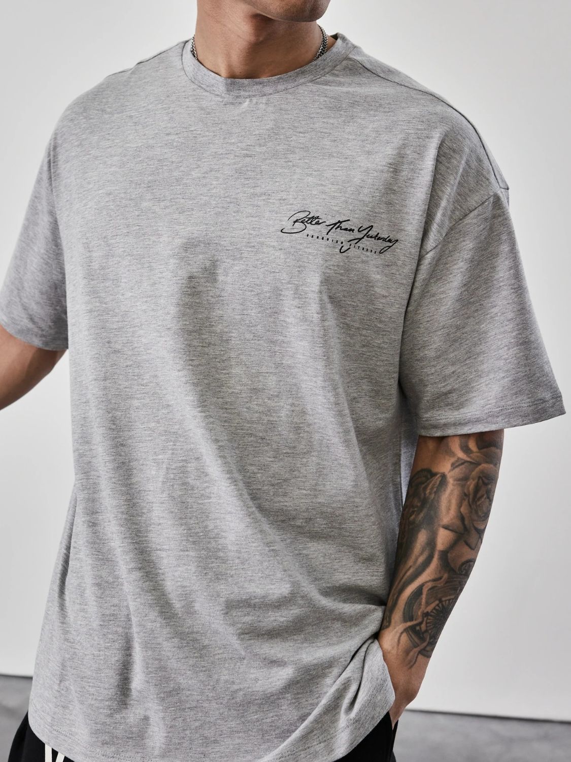 Men's Plus Size Letter Graphic Round Neck Half Sleeve T-Shirt
