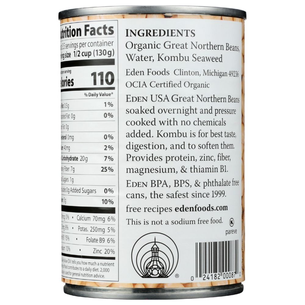 EDEN FOODS: Great Northern Beans Organic, 15 oz