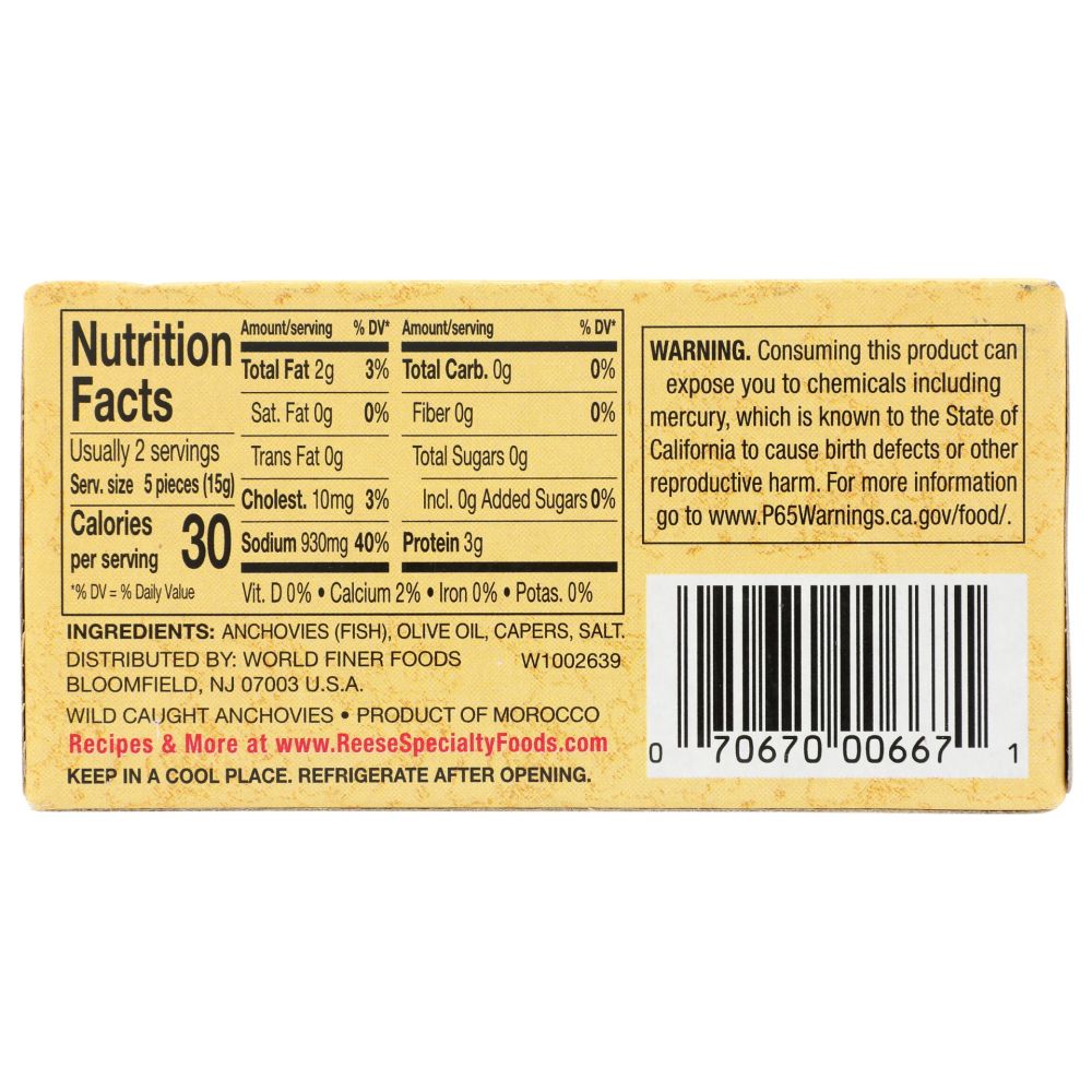 REESE: Rolled Fillets Of Anchovies, 2 oz