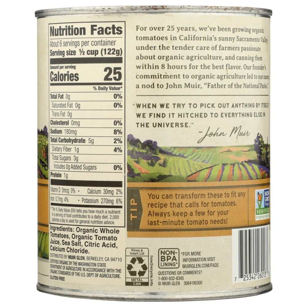 MUIR GLEN: Whole Peeled Tomatoes, 28 oz