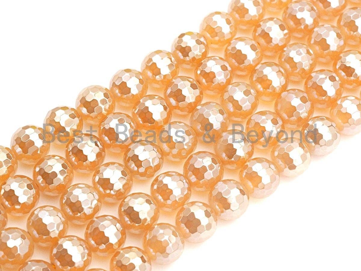 Mystic Faceted Agate Beads,6mm/8mm/10mm/12mm Gold Champaign Color Agate Gemstone Beads, 15.5" Full Strand, Sku#U688